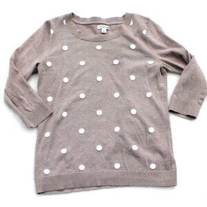 🤎Croft & Barrow Women’s Sweater Polka Dot Tan Size Small 3/4 Sleeves